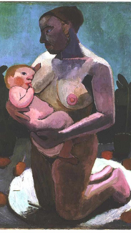 'Madre y niño', óleo sobre lienzo de 1907 de Paula Mondersohn-Becker.