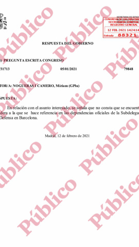 Respuesta del Gobierno a las preguntas de la diputada Nogueras sobre la bandera del águila bicéfala.