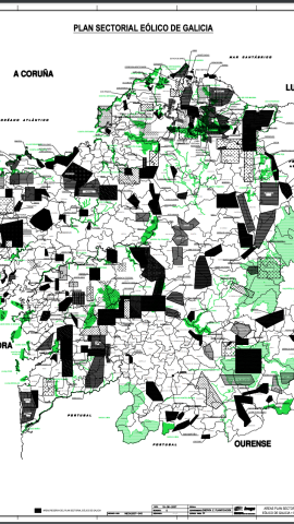Mapa de zonas susceptibles de albergar aerogeneradores del Plan Sectorial Eólico de Galicia. - Consellería de Economía, Empresa e Innovación de la Xunta de Galicia