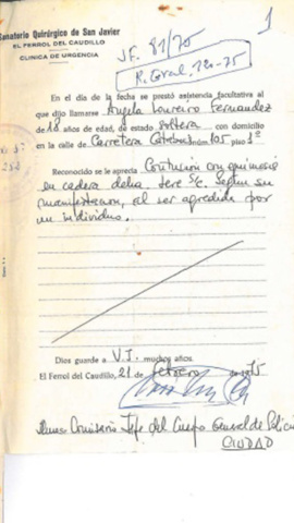 16/5/22 Informe médico de Ánxela Loureiro, tras ser agredida por los Guerrilleros de Cristo Rey.