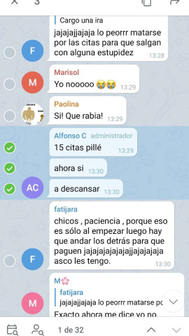 Capta de pantalla de un grupo de compraventa de citas de Extranjería.