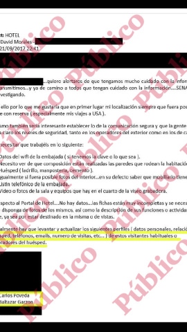 Correo enviado por Morales a sus hombres de UC Global desde Las Vegas.