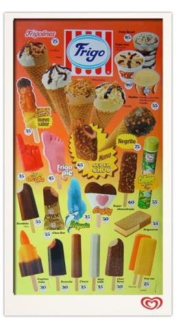 Cartel de helados frigo