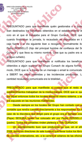 Página 17 del testimonio del director de salas del Grupo Cursach sobre la Caja B.