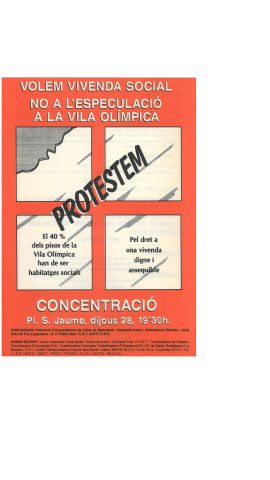 Cartell de la manifestació de 1990 contra el model projectat per la Vila Olímpica.