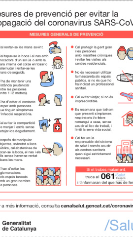 Mesures de prevenció per evitar la propagació del coronavirus SARS-CoV-2