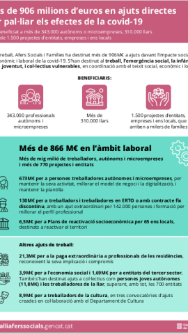 Infografía - Més de 906 milions d’euros en ajuts directes per pal·liar els efectes de la covid-19