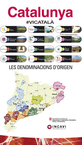 Mapa infogràfic amb les ubicacions de les onze denominacions d'origen de vins i denominació d'origen de Cava.