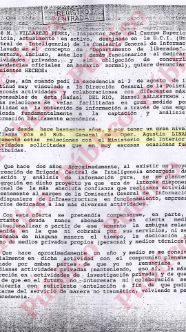 Informe interno de Villarejo dirigido a la Dirección General de la Policía el 16 de enero de 1995