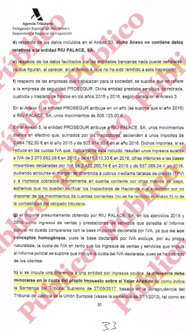 Página 30 del informe de la Agencia Tributaria respondiendo al atestado policial sobre el Grupo Cursach.