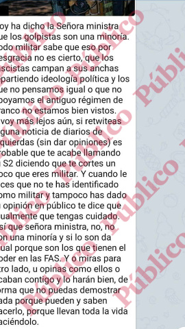 Comentario publicado en el chat Ciudadanos de Uniforme de Telegram.