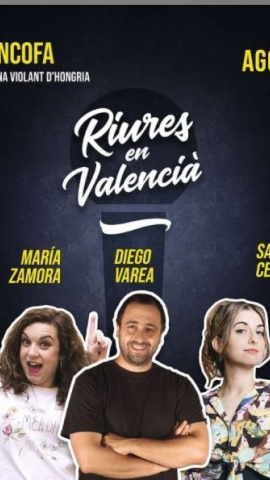 Cartel del espectáculo 'Riures en valencià' en Moncofa (Castelló).