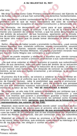 Carta a Felipe VI de un militar víctima de injusticia.