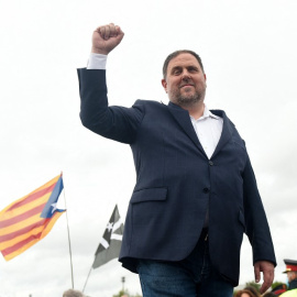  El líder de ERC Oriol Junqueras tras su salida de prisión esta semana.- AFP