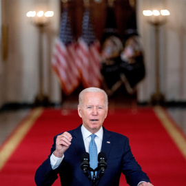  El presidente de Estados Unidos, Joe Biden, informe sobre el final de la guerra en Afganistán en la Casa Blanca en Washington, DC, Estados Unidos, el 31 de agosto de 2021.- EFE