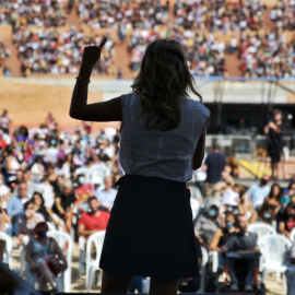 Yolanda Díaz, durante su intervención en la fiesta del PCE. TWITTER