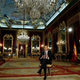 El rey Felipe VI durante su intervención en el discurso de Navidad de 2015. EFE