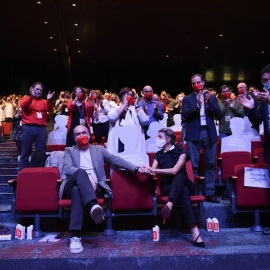  La vicepresidenta segunda y ministra de Trabajo y Economía Social, Yolanda Díaz, durante la clausura del 12º Congreso Confederal de CCOO, en el Madrid Marriott Auditorium, a 23 de octubre de 2021, en Madrid - Europa Press