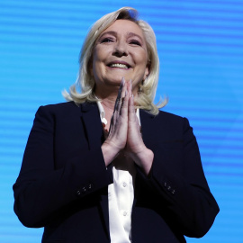 La candidata a las elecciones presidenciales de 2022 por el partido de extrema derecha Rassemblement National (RN), Marine Le Pen, pronuncia un discurso después de los resultados de la primera ronda de las elecciones presidenciales francesas en París, F