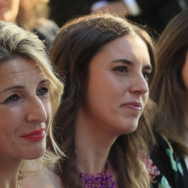 Yolanda Díaz (i), Irene Montero (c) e Ione Belarra, en una imagen de archivo.- EFE