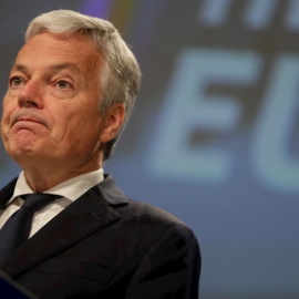 El comisario europeo de Justicia, Didier Reynders, durante una rueda de prensa el 8 de julio de 2021. - STEPHANIE LECOCQ / EFE