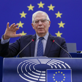 El alto representante de la Unión Europea (UE) para Asuntos Exteriores, Josep Borrell, durante su intervención en el Pleno del Parlamento Europeo, en Estrasburgo (Francia). EFE/EPA/JULIEN WARNAND