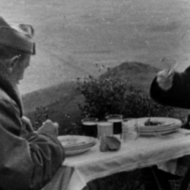 Imagen de archivo del general Franco almorzando con el general Dávila durante la Guerra Civil. - EFE