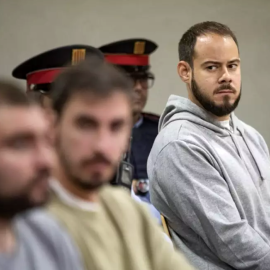 El rapero Pablo Hasel durante un juicio en la Audiencia de Lleida. Europa Press