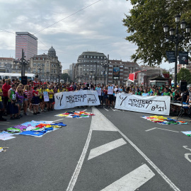 Manifestación de apoyo a los manteros en Aste Nagusia organizada por Bilboko Konpartsak. Imagen de su cuenta en X.