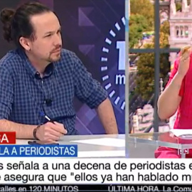 Iglesias durante la entrevista en Telemadrid junto a la periodista María Rey.- TELEMADRID