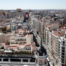 Vista de de las casas y edificios en las calles del entorno de la Gran Vía de Madrid. E.P./Óscar J.Barroso