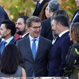 Alberto Núñez Feijóo, líder del PP, y Santiago Abascal, de Vox, en una imagen de archivo.- Eduardo Parra / Europa Press