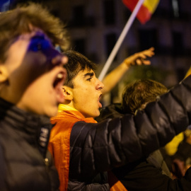  Jóvenes gritando durante una protesta ante la Delegación del Gobierno en Barcelona, a 10 de noviembre de 2023, en Barcelona/ Europa Press