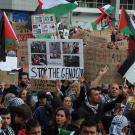 Varios manifestantes durante una protesta pro Palestina en Bruselas, a 22/10/2023. Nicolas Maeterlinck / Belga / dpa / Europa Press.