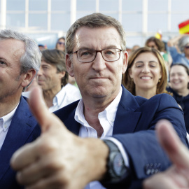 Alberto Núñez Feijóo, durante el cierre de campaña del PP en A Coruña. / Cabalar (EFE)