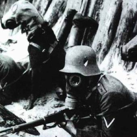 Soldados de la Primera Guerra Mundial durante los ataques con gas