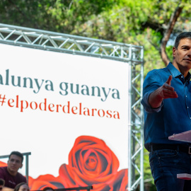  El presidente del Gobierno en funciones, Pedro Sánchez, interviene durante la Festa de la Rosa del PSC, el pasado 24 de septiembre de 2023, en Gavà, Barcelona. Kike Rincón / Europa Press / 24/9/2023