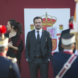 Alberto Garzón, durante el desfile del 12 de octubre 'Día de la Fiesta Nacional', en la plaza de Cánovas del Castillo, a 12 de octubre de 2023, en Madrid (España).- Alberto Ortega / Europa Press