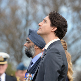 Justin Trudeau, primer ministro de Canadá, durante un acto de homenaje. Foto: Marvin Lynchard / Gobierno de Canadá.