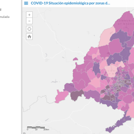  Incidencia acumulada 14 días por 100.000 habitantes en Comunidad de Madrid por área sanitaria. https://comunidadmadrid.maps.arcgis.com/apps/PublicInformation/index.html?appid=7db220dc2e0a40b4a928df661a89762e