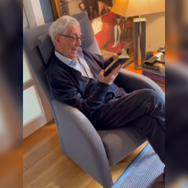 Mario Vargas Llosa lee en voz alta 'Madame Bovary en un vídeo publicado por su hijo en redes sociales. -Twitter @AlvaroVargasLl