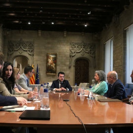  Reunió del president del Govern, Pere Aragonès, amb el Consell Acadèmic per a l'acord de claredat. — Sílvia Jardí / ACN