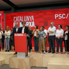  El primer secretari de PSC, Salvador Illa, i el candidat del PSC a Barcelona, Jaume Collboni. - Sílvia Jardí / ACN