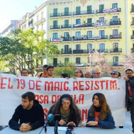 La roda de premsa contra el desnonament de la Casa Orsola. — Sindicat de Llogateres 