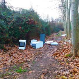 Imatge d'arxiu d'alguns residus llençats en un entorn natural (Ajuntament Sant Joan les Fonts)