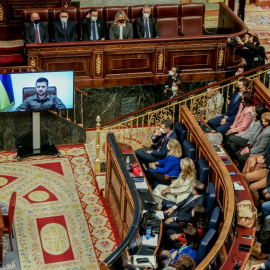  El Congreso escucha a Zelenski tras la masacre de Bucha (Ucrania).- R.Rubio.POOL / Europa Press