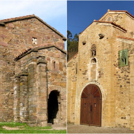 Santa Cristina de Lena (izQ.) y San Miguel de Lillo (der.). WIKIPEDIA