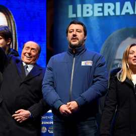 Berlusconi, Salvini y Meloni, hace unos días. REUTERS/Flavio Lo Scalzo