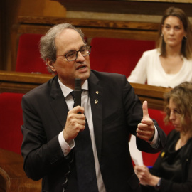 Torra, durant la sessió de control d'aquest dimecres. ACN / SÍLVIA JARDÍ