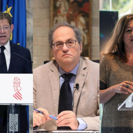 Los presidentes de la Comunitat Valenciana, Ximo Puig; Catalunya, Quim Torra; y Balears, Francina Armengol | EFE